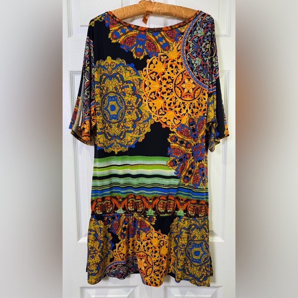 Eva Varro Colorful Boho Print Tie Waist Dress – Size L - Picture 2 of 11